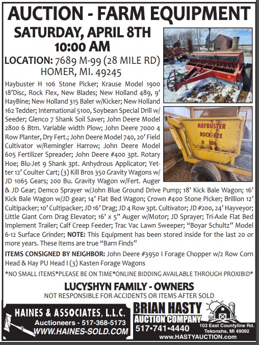 Farm Equipment Auction - Lucyshyn Family 04-08-2023