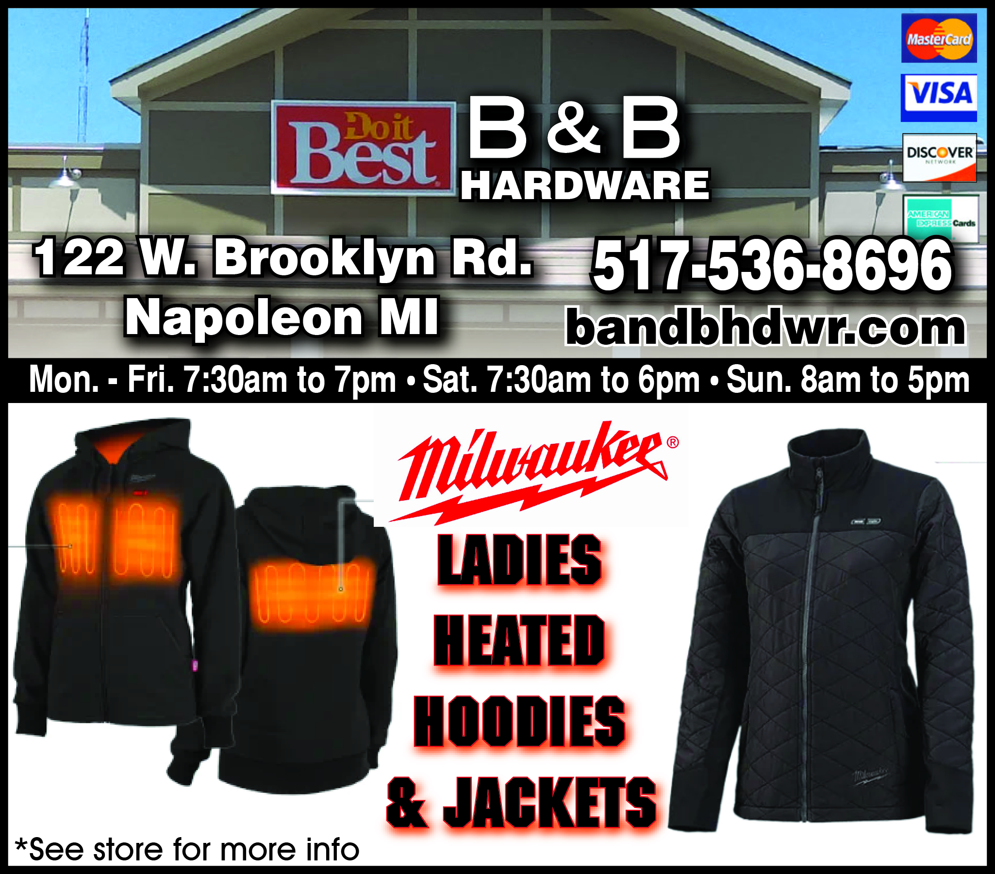 B&B Hardware Ladies Heated Hoodies & Jackets On Sale