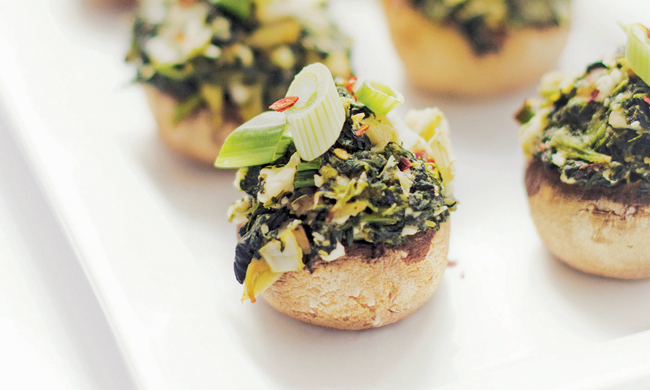 Spinach and Artichoke Stuffed Mushroom Caps